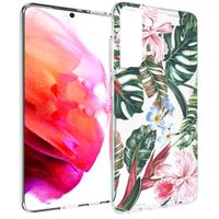 iMoshion Design hoesje Samsung Galaxy S21 FE - Bloem - Groen / Roze