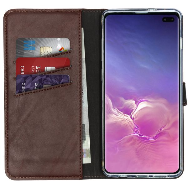 Selencia Echt Lederen Bookcase Samsung Galaxy S10 Plus - Bruin