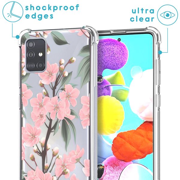 iMoshion Design hoesje met koord Samsung Galaxy A71 - Bloem - Roze / Groen