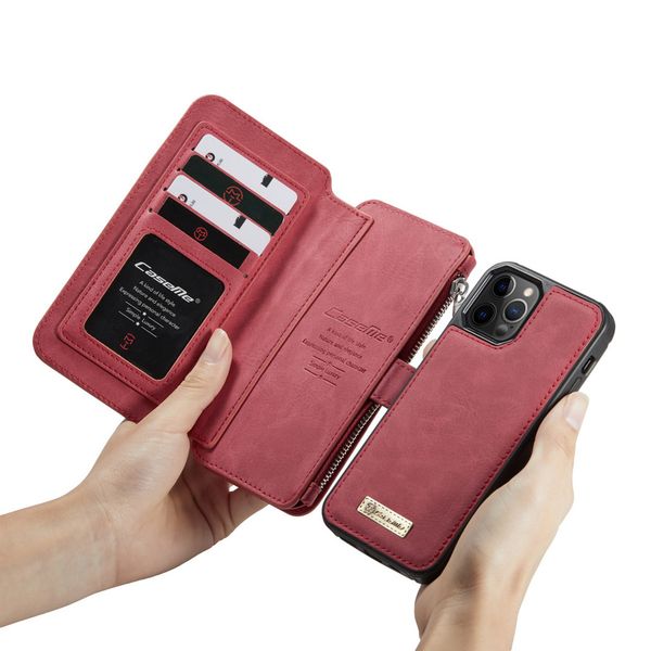 CaseMe Luxe 2 in 1 Portemonnee Bookcase iPhone 12 (Pro) - Rood