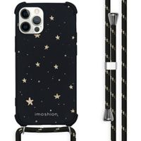 iMoshion Design hoesje met koord iPhone 12 Pro Max - Sterren - Zwart / Goud