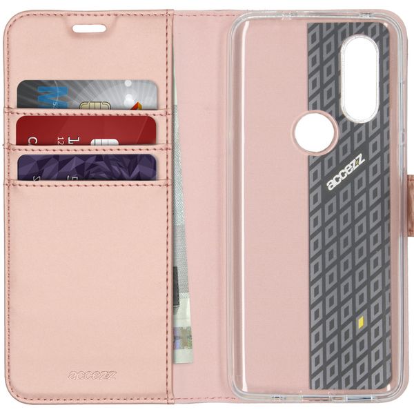 Accezz Wallet Softcase Bookcase Motorola One Vision - Rose Goud