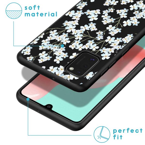 iMoshion Design hoesje Samsung Galaxy A41 - Bloem - Wit / Zwart