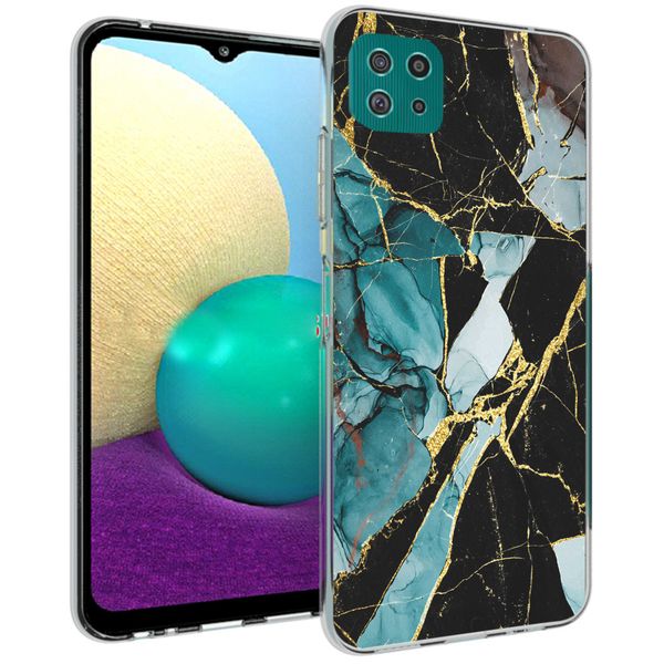 iMoshion Design hoesje Galaxy A22 (5G) - Marmer - Gebroken Blauw