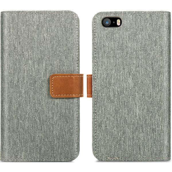 iMoshion Luxe Canvas Bookcase iPhone SE / 5 / 5s - Grijs