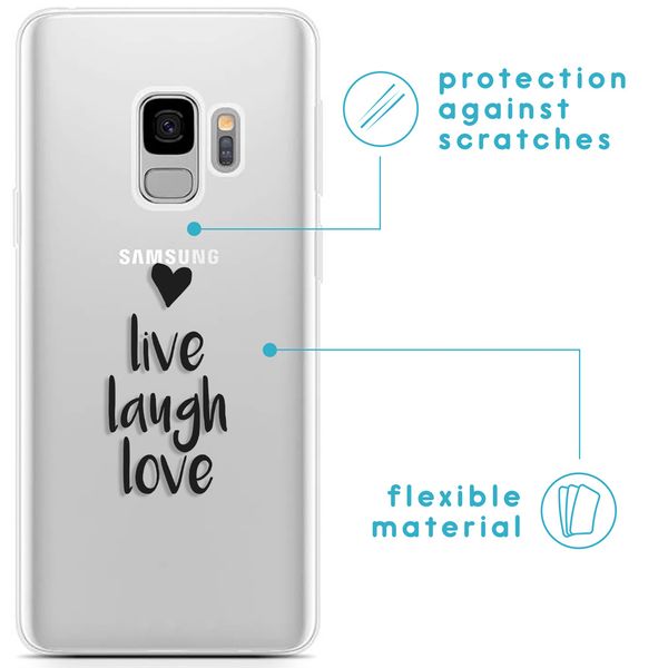 iMoshion Design hoesje Samsung Galaxy S9 - Live Laugh Love - Zwart