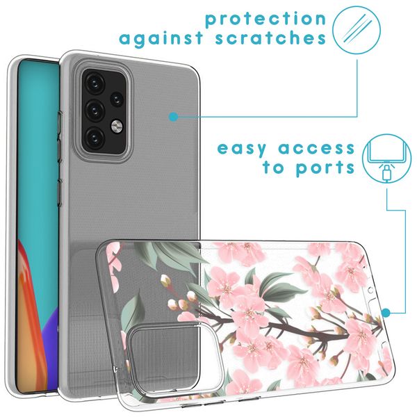 iMoshion Design hoesje Samsung Galaxy A52(s) (5G/4G) - Bloem - Roze / Groen