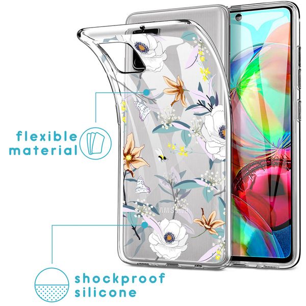 iMoshion Design hoesje Samsung Galaxy A71 - Bloem - Wit