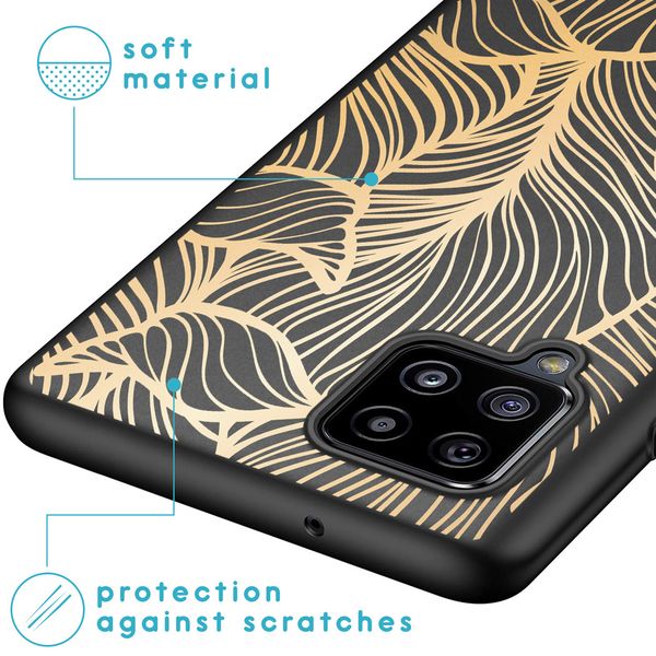 iMoshion Design hoesje Samsung Galaxy A42 - Bladeren / Zwart