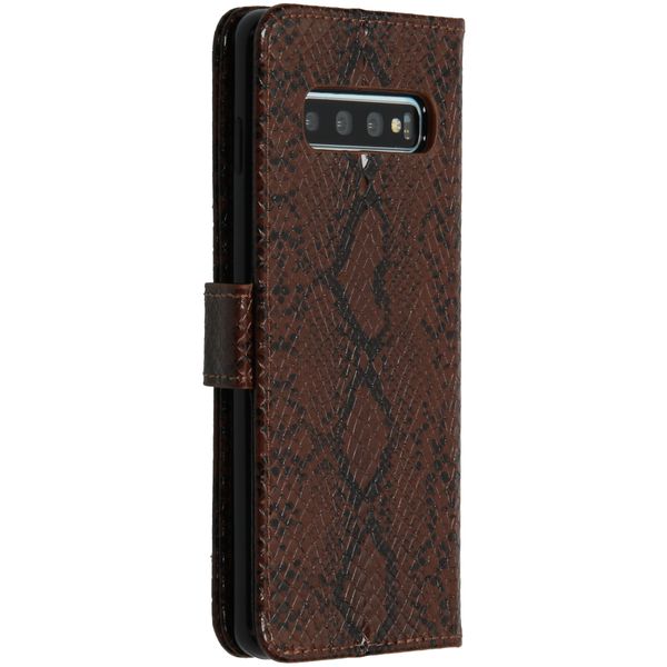 Slangenprint Bookcase Samsung Galaxy S10 - Donkerbruin