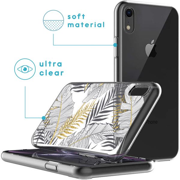 iMoshion Design hoesje iPhone Xr - Bladeren / Zwart