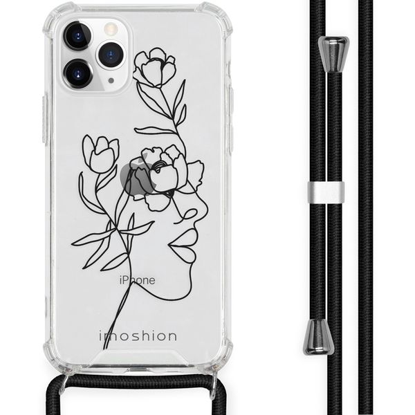 iMoshion Design hoesje met koord iPhone 11 Pro - Abstract Gezicht Bloem - Transparant