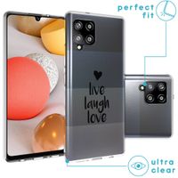 iMoshion Design hoesje Samsung Galaxy A42 - Live Laugh Love - Zwart