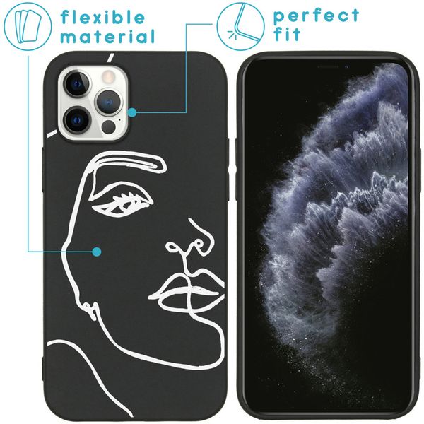 iMoshion Design hoesje iPhone 12 (Pro) - Abstract Gezicht - Wit