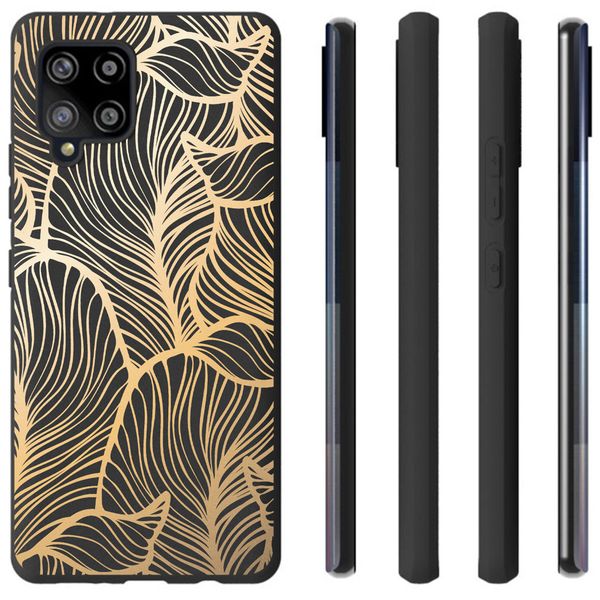 iMoshion Design hoesje Samsung Galaxy A42 - Bladeren / Zwart