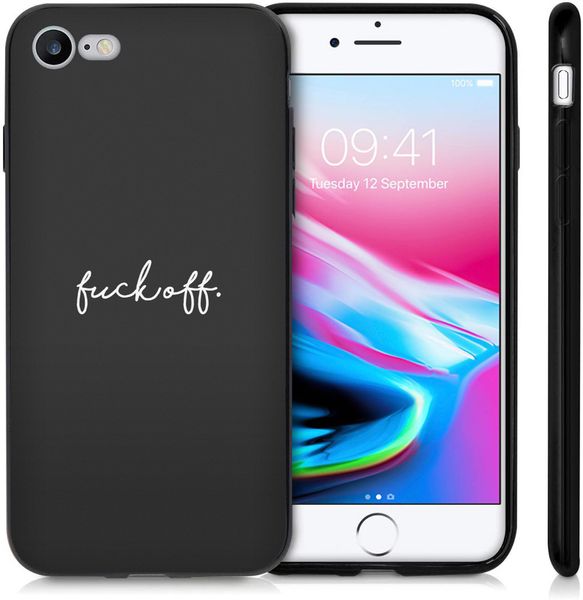 iMoshion Design hoesje iPhone SE (2022 / 2020) / 8 / 7 - Fuck Off - Zwart