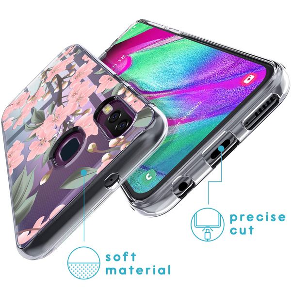 iMoshion Design hoesje Samsung Galaxy A40 - Bloem - Roze / Groen