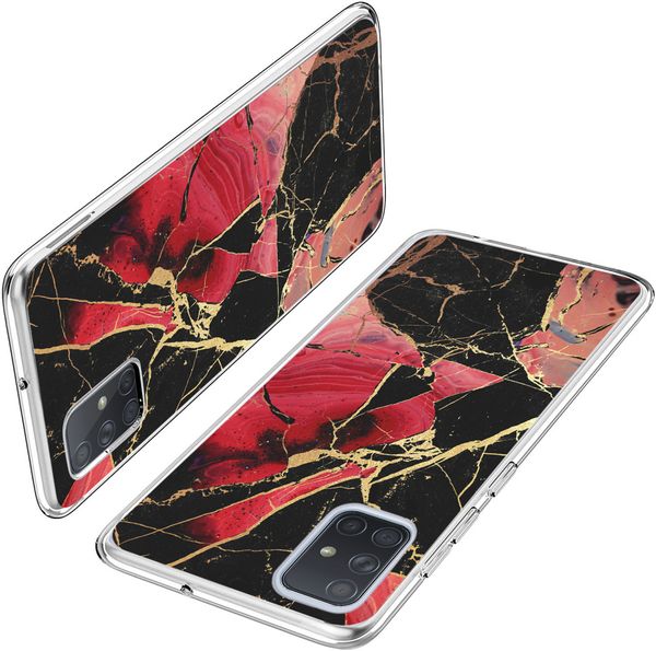 iMoshion Design hoesje Samsung Galaxy A71 - Marmer - Gebroken Rood