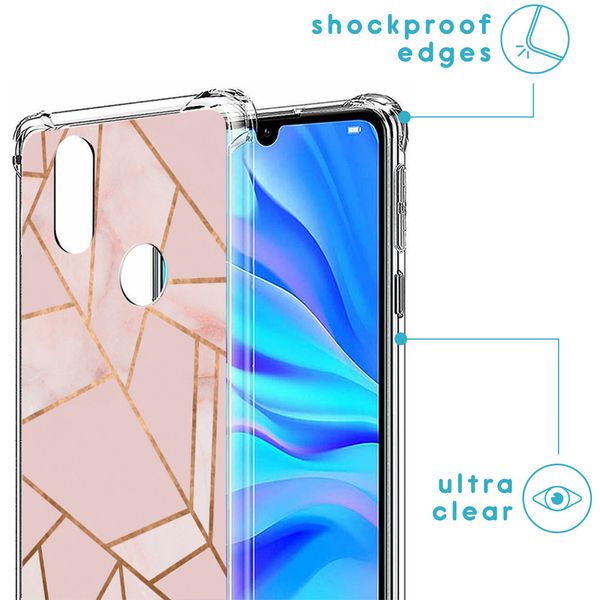 iMoshion Design hoesje met koord Huawei P30 Lite - Grafisch Koper - Roze / Goud