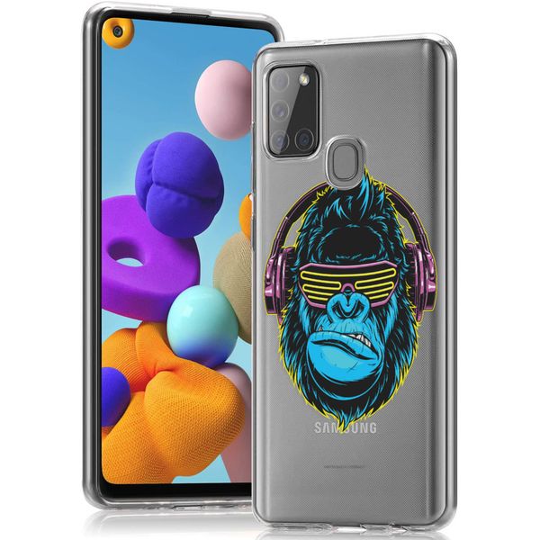 iMoshion Design hoesje Samsung Galaxy A21s - Aap - Blauw