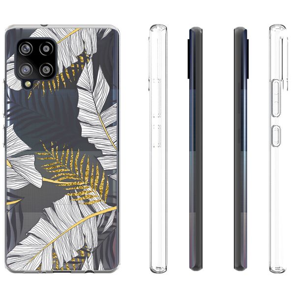 iMoshion Design hoesje Samsung Galaxy A42 - Bladeren / Zwart