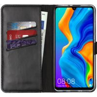 Selencia Echt Lederen Bookcase Huawei P30 Lite - Zwart