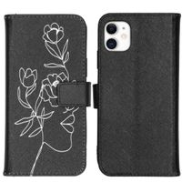 iMoshion Design Softcase Bookcase iPhone 11 - Woman Flower Black