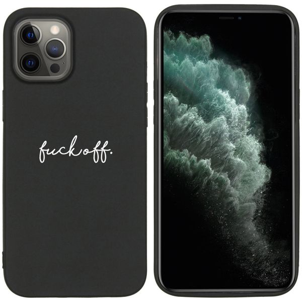 iMoshion Design hoesje iPhone 12 Pro Max - Fuck Off - Zwart