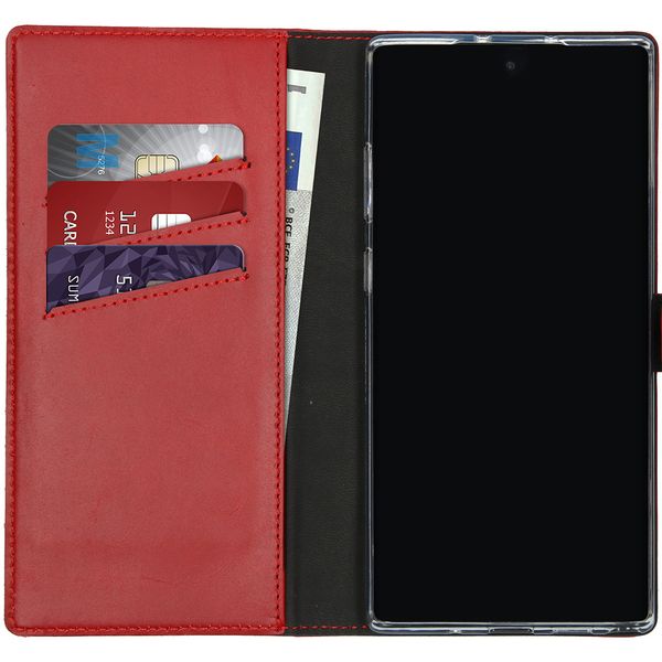 Selencia Echt Lederen Bookcase Samsung Galaxy Note 10 Plus - Rood