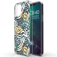 iMoshion Design hoesje iPhone 12 (Pro) - Jungle - Wit / Zwart