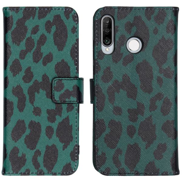 iMoshion Design Softcase Bookcase Huawei P30 Lite - Green Leopard