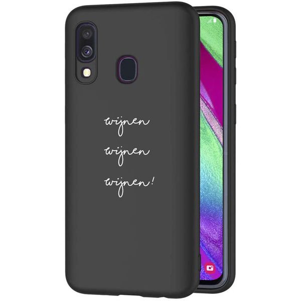 iMoshion Design hoesje Galaxy A40 - Wijnen Wijnen Wijnen - Zwart