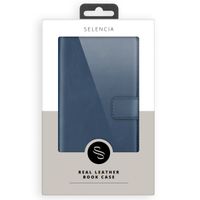 Selencia Echt Lederen Bookcase Samsung Galaxy A22 (5G) - Blauw