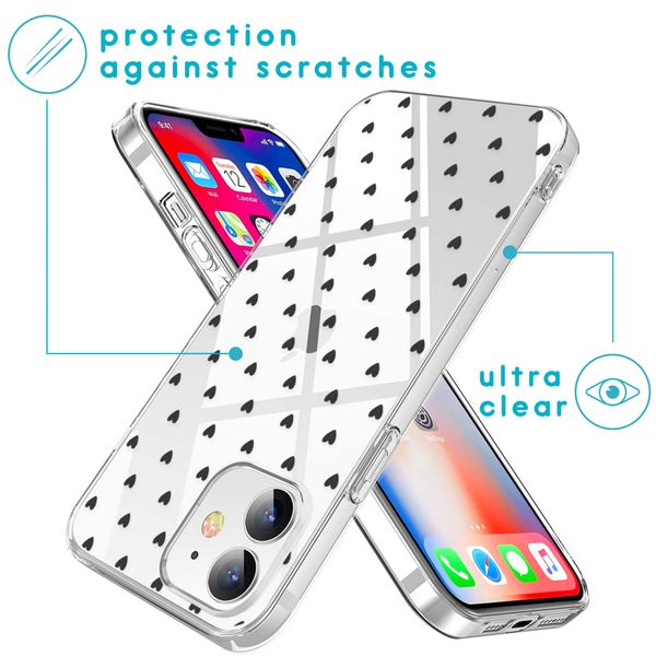 iMoshion Design hoesje iPhone 12 Mini - Hartjes - Zwart