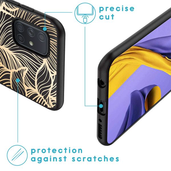 iMoshion Design hoesje Samsung Galaxy A71 - Bladeren / Zwart