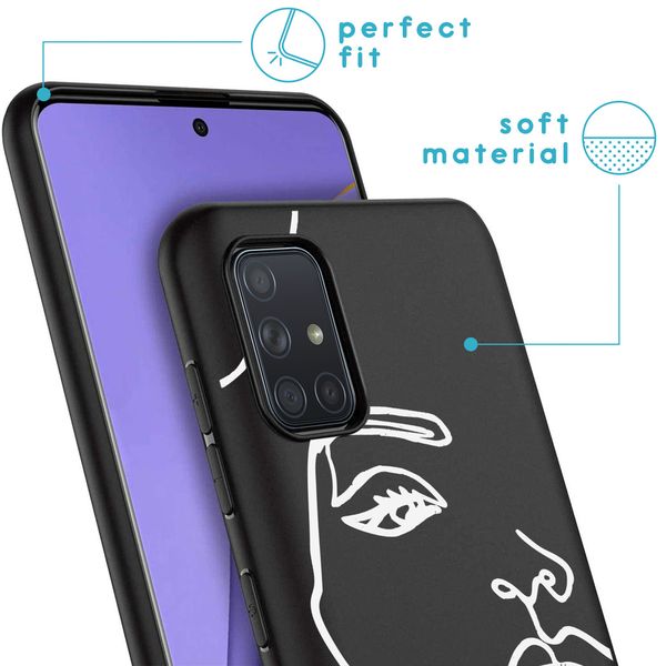 iMoshion Design hoesje Samsung Galaxy A71 - Abstract Gezicht - Wit