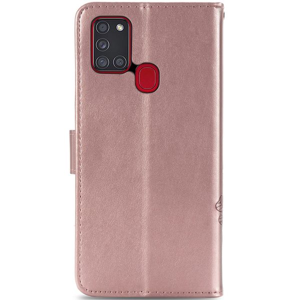 Klavertje Bloemen Bookcase Samsung Galaxy A21s - Rosé Goud