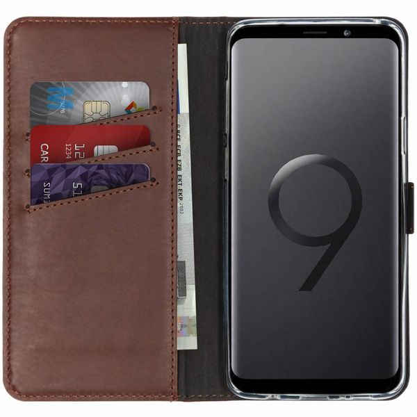 Selencia Echt Lederen Bookcase Samsung Galaxy S9 Plus - Bruin