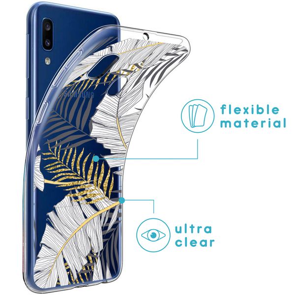 iMoshion Design hoesje Samsung Galaxy A20e - Bladeren / Zwart