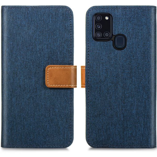 iMoshion Luxe Canvas Bookcase Samsung Galaxy A21s - Donkerblauw