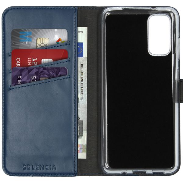 Selencia Echt Lederen Bookcase Samsung Galaxy S20 - Blauw