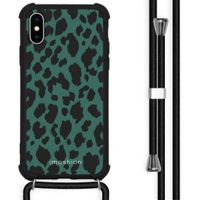 iMoshion Design hoesje met koord iPhone X / Xs - Luipaard - Groen / Zwart