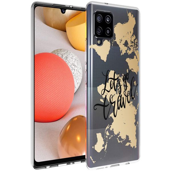 iMoshion Design hoesje Samsung Galaxy A42 - Let's Go Travel / Zwart