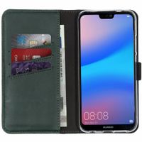 Selencia Echt Lederen Bookcase Huawei P20 Lite - Groen