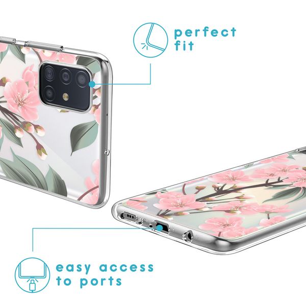 iMoshion Design hoesje Samsung Galaxy A51 - Bloem - Roze / Groen