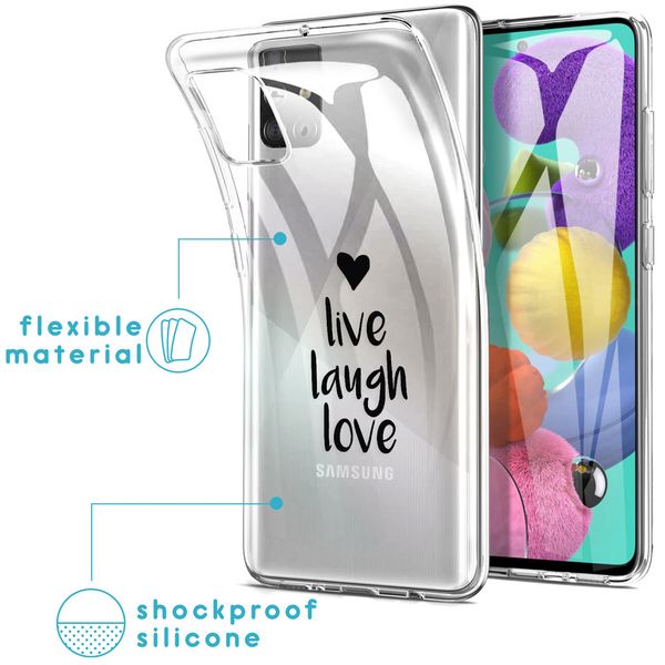 iMoshion Design hoesje Galaxy A51 - Live Laugh Love - Zwart