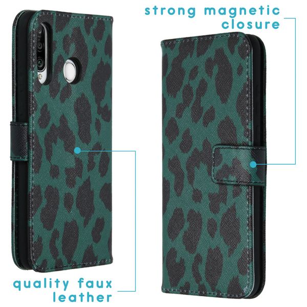 iMoshion Design Softcase Bookcase Huawei P30 Lite - Green Leopard