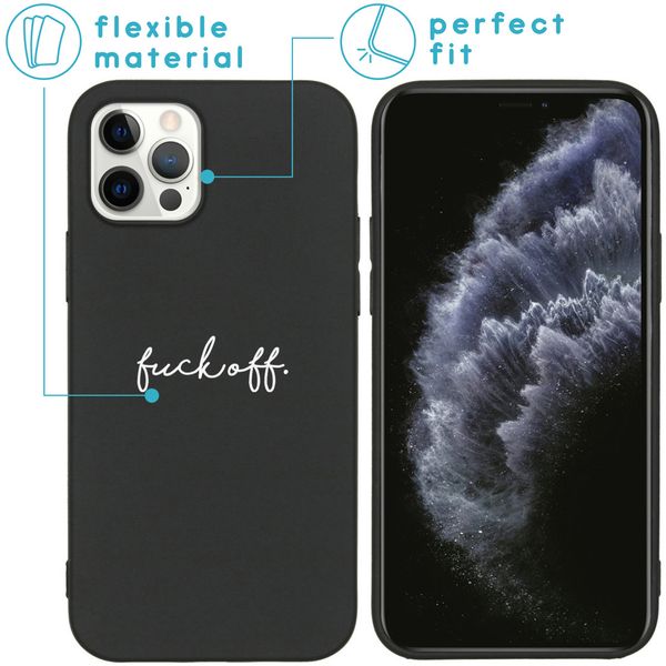 iMoshion Design hoesje iPhone 12 (Pro) - Fuck Off - Zwart