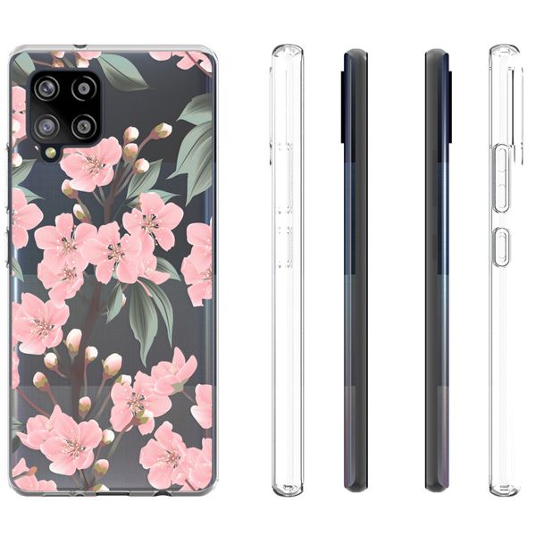 iMoshion Design hoesje Samsung Galaxy A42 - Bloem - Roze / Groen