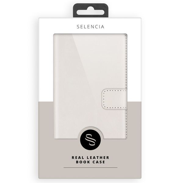 Selencia Echt Lederen Bookcase iPhone 12 (Pro) - Lichtgrijs